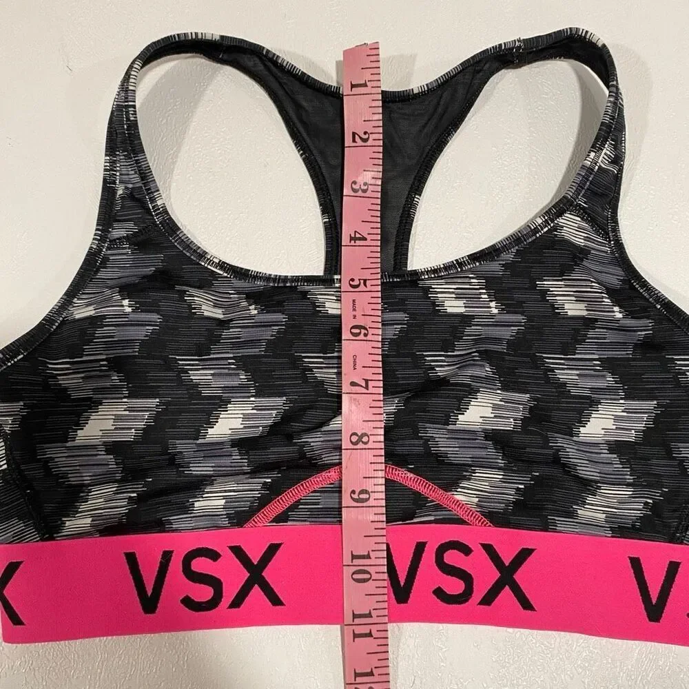 VSX Sport Victoria’s Secret Sports Bra Medium Pink Logo Band Racerback - Picture 4 of 5